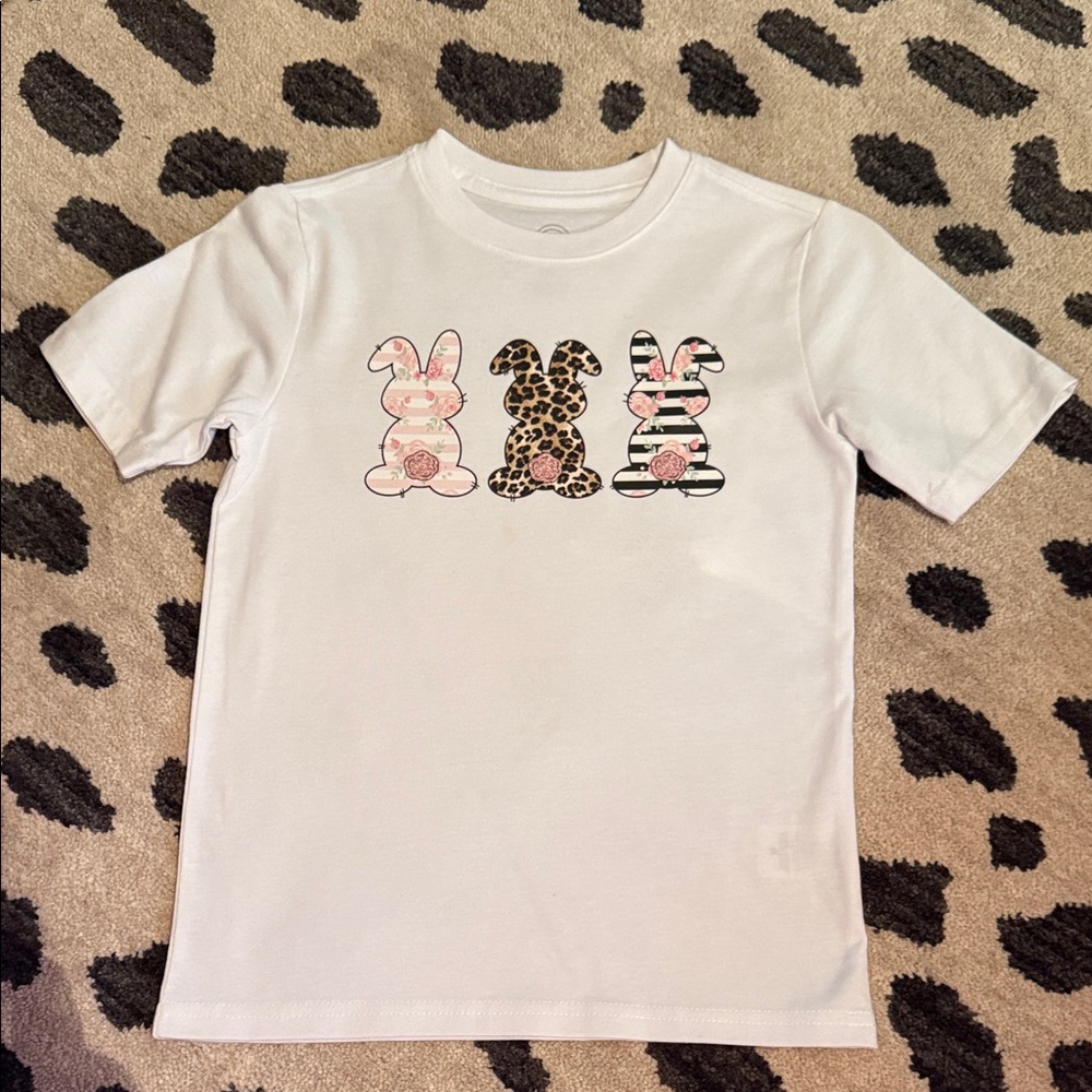 White Kids T-Shirt with Bunny Print